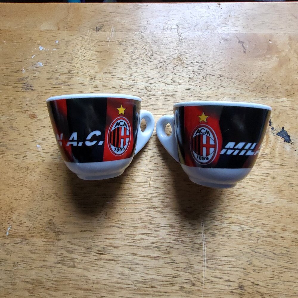 2 AC Milan Espresso Coffee Cups Soccer Associazione Calcio GUC SEE PICS "BIN A"